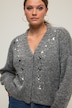 Strickjacke, Boxy Shape, Ziersteinchen, V-Ausschnitt, Langarm