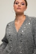 Strickjacke, Boxy Shape, Ziersteinchen, V-Ausschnitt, Langarm