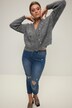 Strickjacke, Boxy Shape, Ziersteinchen, V-Ausschnitt, Langarm