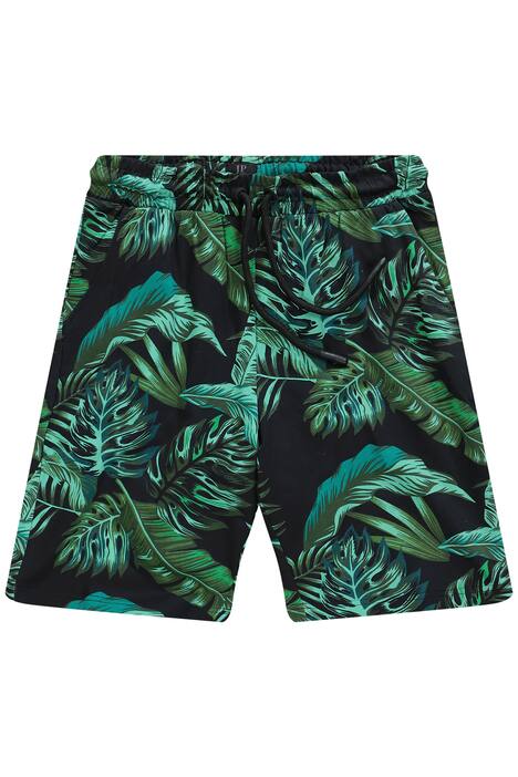 Teplákové bermudy, palmové listy, elastický pas, do 8XL