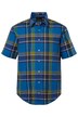 Kostkovaná košile, lněná směs, krátké rukávy, Kent límeček, Modern střih, do 8XL