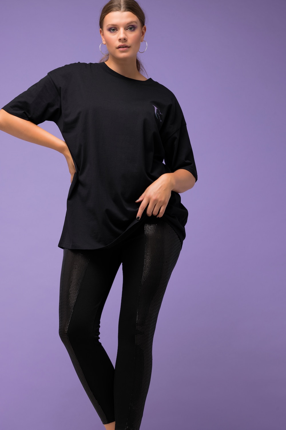 Große Größen Leggings, Damen, schwarz, Größe: 46/48, Polyester/Viskose, Studio Untold