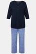 Pyjamas, sikksakk, V-hals, 3/4-ermer