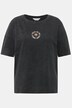 T-shirt, oversize, efekt sprania acid washed, nadruk, okrągły dekolt, rękawy 1/2