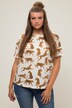 T-Shirt, oversized, Leoparden-Print, Rundhals, Halbarm