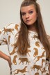 T-Shirt, oversized, Leoparden-Print, Rundhals, Halbarm