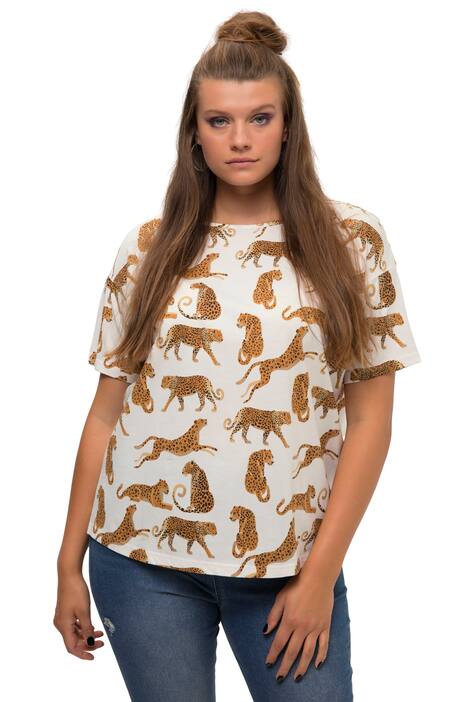 Tričko, oversize, leopardí potisk, kulatý výstřih, krátké rukávy