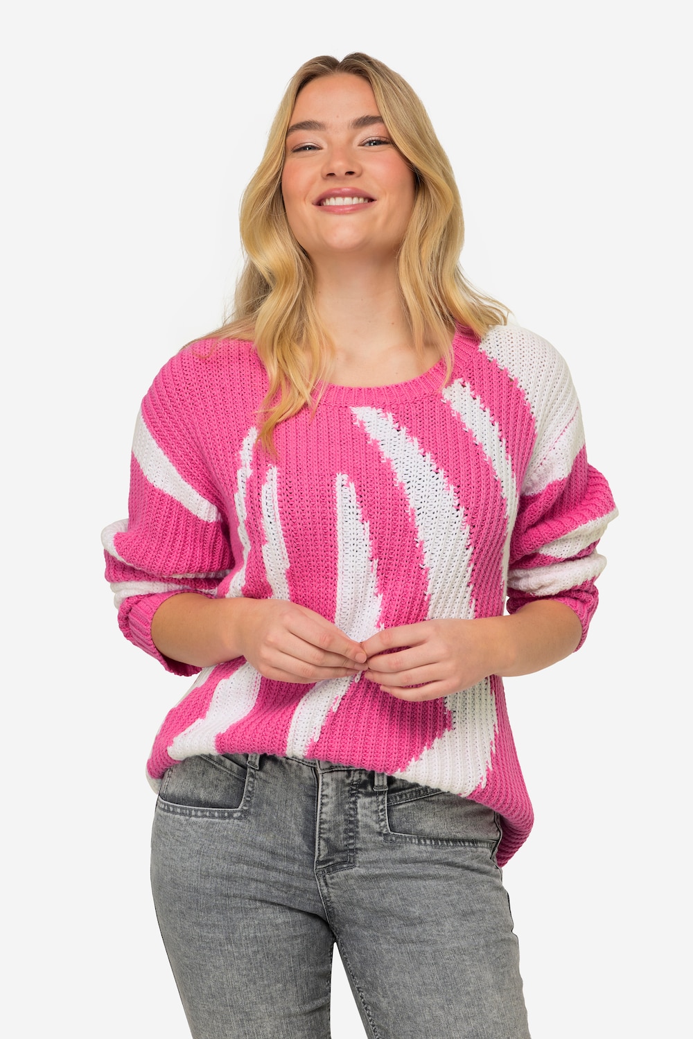 Große Größen Pullover, Damen, rosa, Größe: M, Baumwolle/Synthetische Fasern, LAURASON