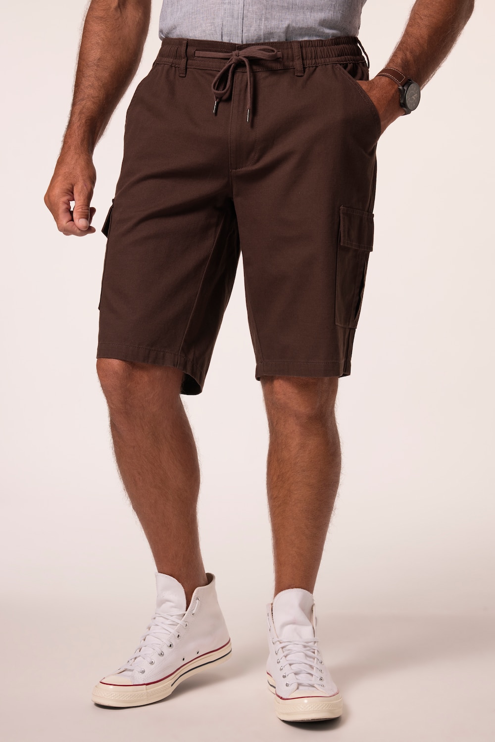 Bermuda, Leinenoptik, Cargotaschen, Elastikbund, bis 8 XL