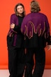 Vest, oversized, zoom met vlammenmotief, V-hals, lange mouwen, unisex