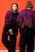 Vest, oversized, zoom met vlammenmotief, V-hals, lange mouwen, unisex