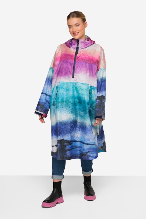 Funktions-Regencape, Unisex, Print, Kapuze