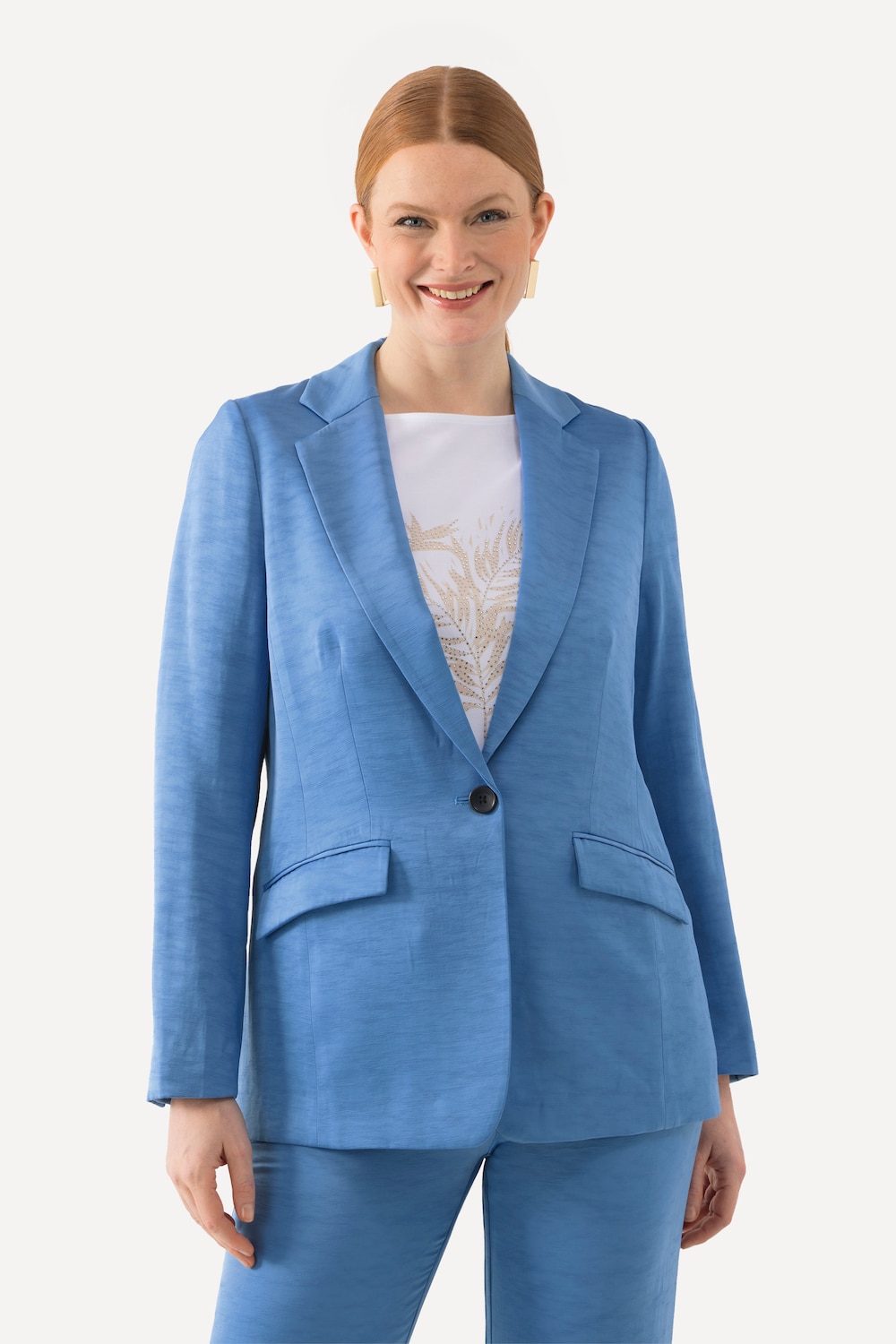 Große Größen Blazer, Damen, blau, Größe: 44, Viskose/Polyester, Ulla Popken
