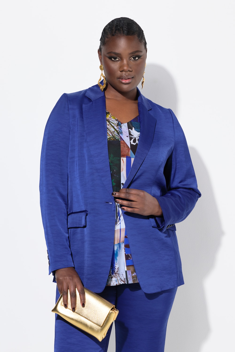 Große Größen Blazer, Damen, blau, Größe: 56, Viskose/Polyester, Ulla Popken