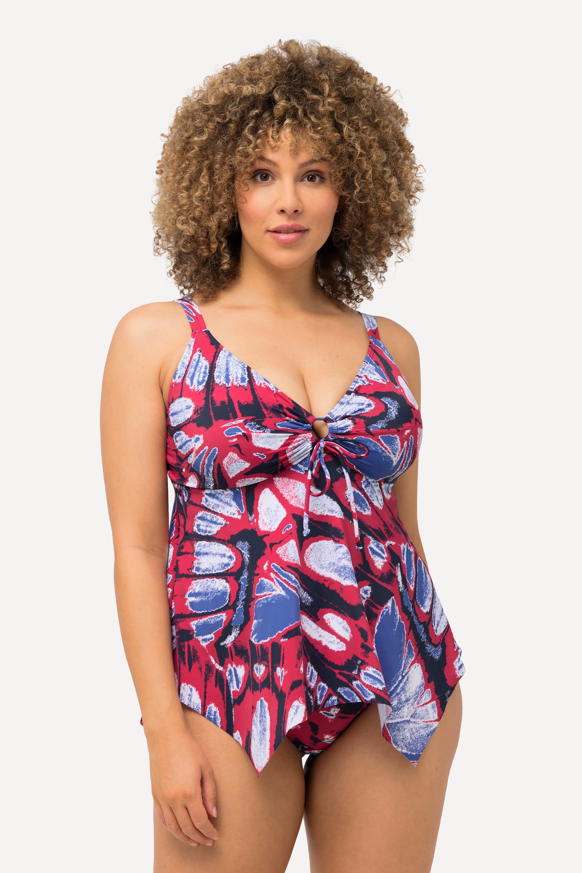 Ulla Popken Damen große Größen Tankini Schmetterlinge Softcups Zipfelsaum