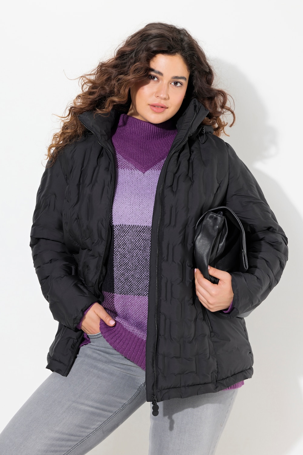 Große Größen HYPRAR Steppjacke, Damen, schwarz, Größe: 50/52, Polyester/Synthetische Fasern, Ulla Popken