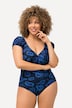 Cloud Print Puff Sleeve One Piece Swimsuit