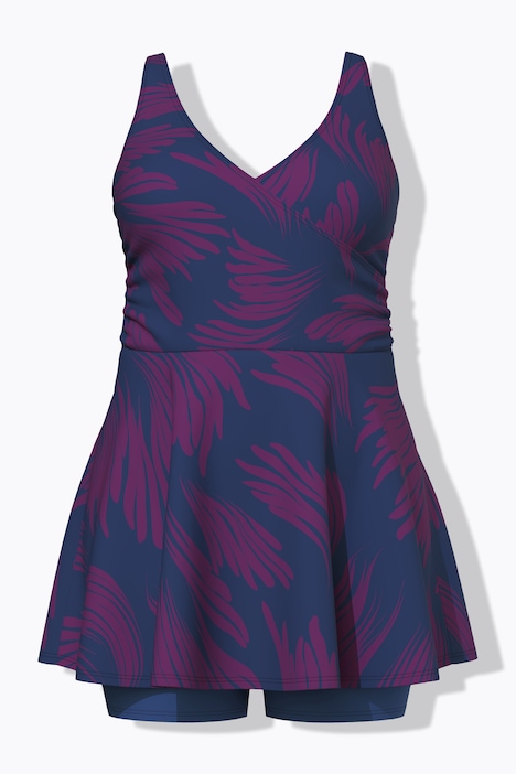 Brushstroke Skirted Short Swim Dress