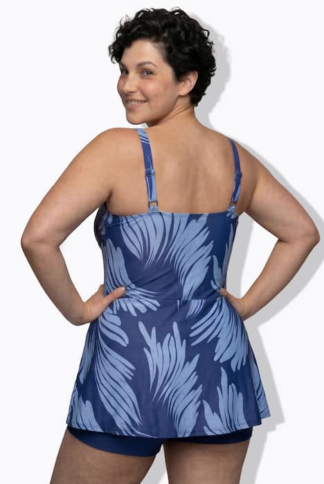 Badekleid mit Shorts, Softcups, Drapierung, recycelt