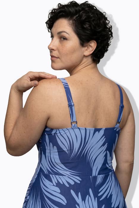 Badekleid mit Shorts, Softcups, Drapierung, recycelt