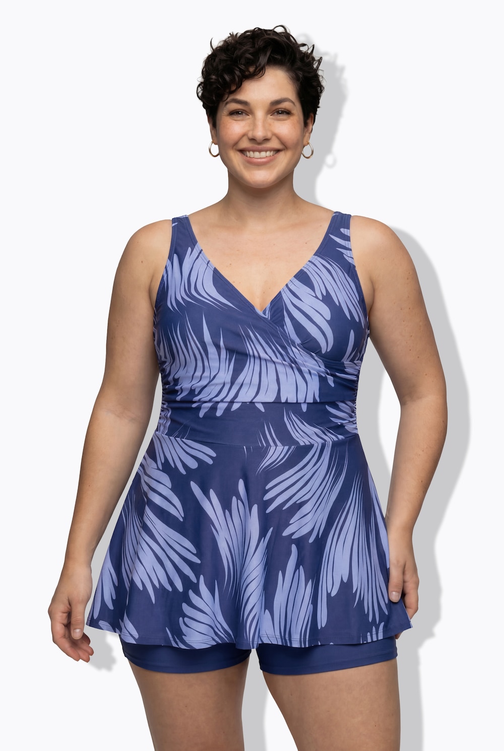Badekleid mit Shorts, Softcups, Drapierung, recycelt