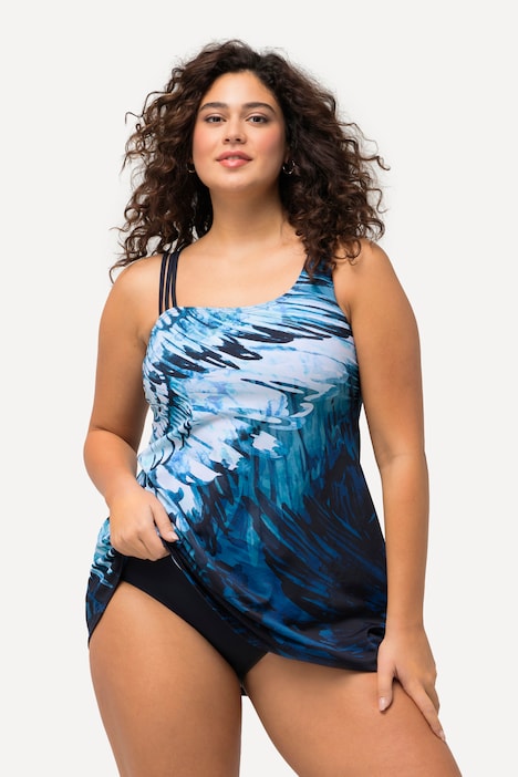 Squiggle Piped Scoop Neck Front Lined Swimsuit, Swimsuits