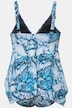 Tankini avec imprimé ailes, découpe, bonnets souples et finition en pointe. Matières recyclées