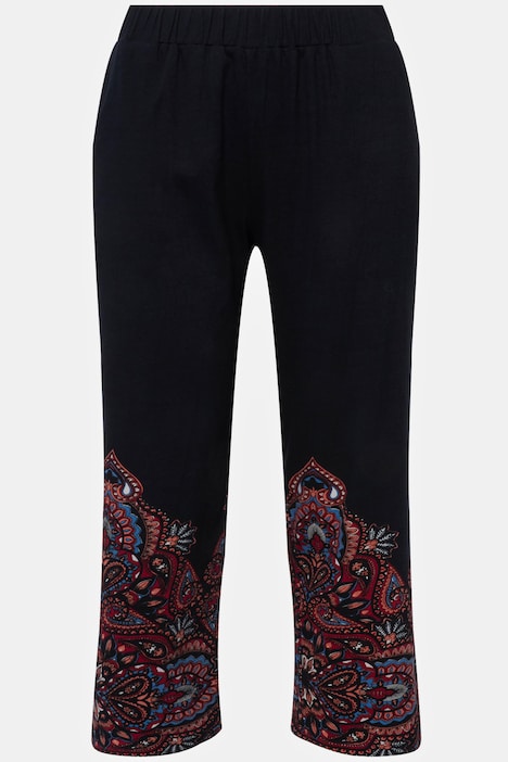 Border Print Elastic Waist Pocket Knit Crop Pants | Comfort Pants | Pants