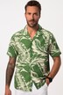 Chemise aspect lin. Manches courtes, col cubain et imprimé à fleurs. Coupe Cuba-Fit. Jusqu'au 8XL.