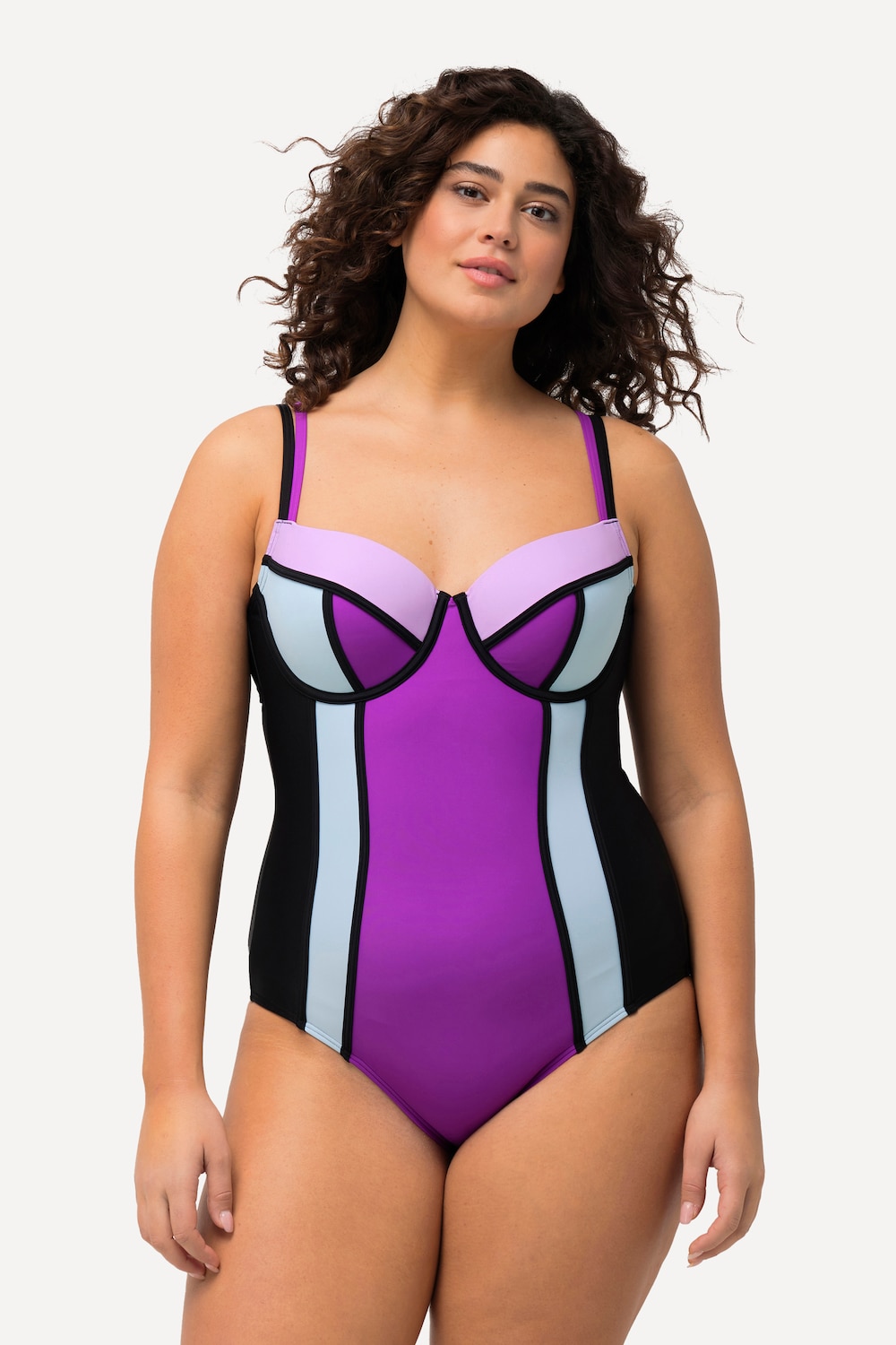 Große Größen Badeanzug, Damen, schwarz, Größe: 52, Synthetische Fasern/Elasthan, Ulla Popken