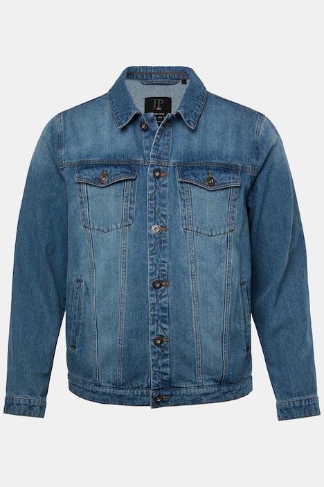 Veste en jean. Poches poitrine et patte de boutonnage. Jusqu'au 8XL