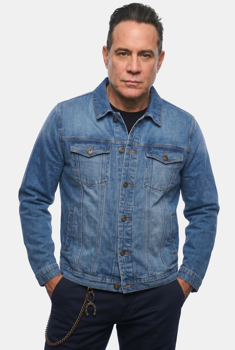 JP 1880 Jeansjacke, Brusttaschen, Knopfleiste, bis 8 XL
