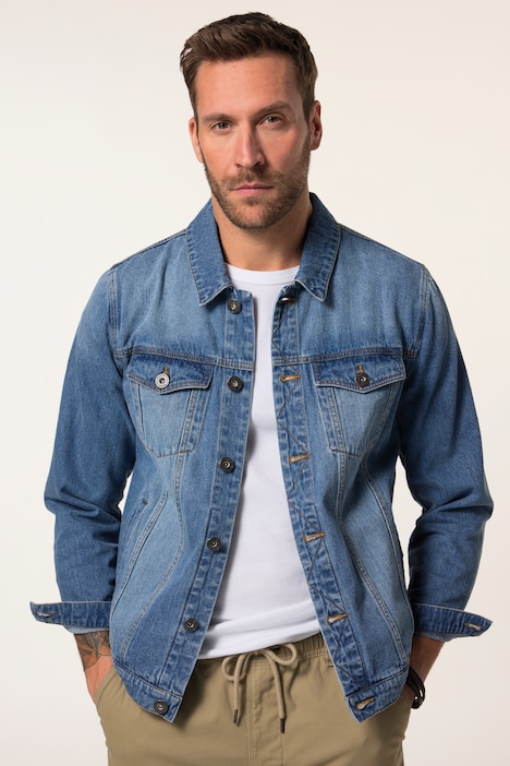 JP 1880 denim jack, borstzakken, knoopsluiting, tot 8XL