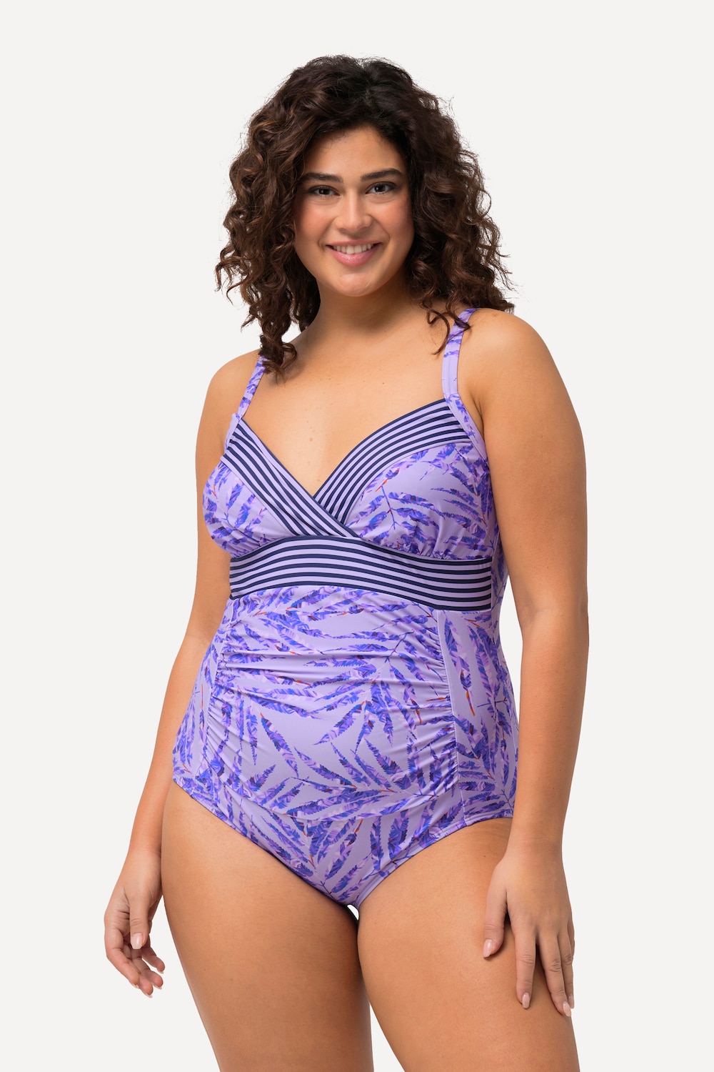 Große Größen Badeanzug, Damen, lila, Größe: 58, Synthetische Fasern/Elasthan, Ulla Popken