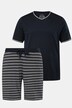 Schlafanzug, Homewear, kurzer Zweiteiler, T-Shirt, geringelte Shorts, bis 8 XL