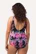 Maillot de bain floral à bonnets souples et décolleté esprit cache-cœur. Matière recyclée