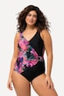 Maillot de bain floral à bonnets souples et décolleté esprit cache-cœur. Matière recyclée