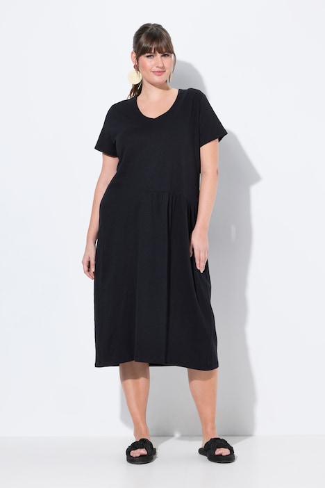 Eco Cotton Short Sleeve Flared Jersey Dress