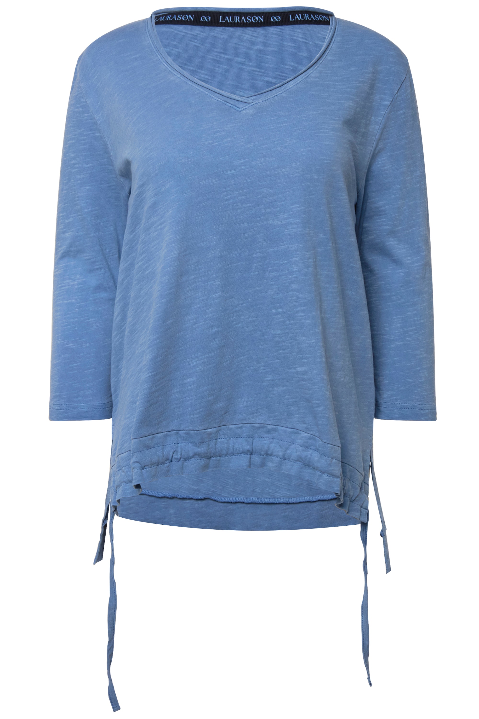 Laurasøn Damen T Shirt V Ausschnitt Halbarm Saum mit Raffung OEKO TEX MIG 826279