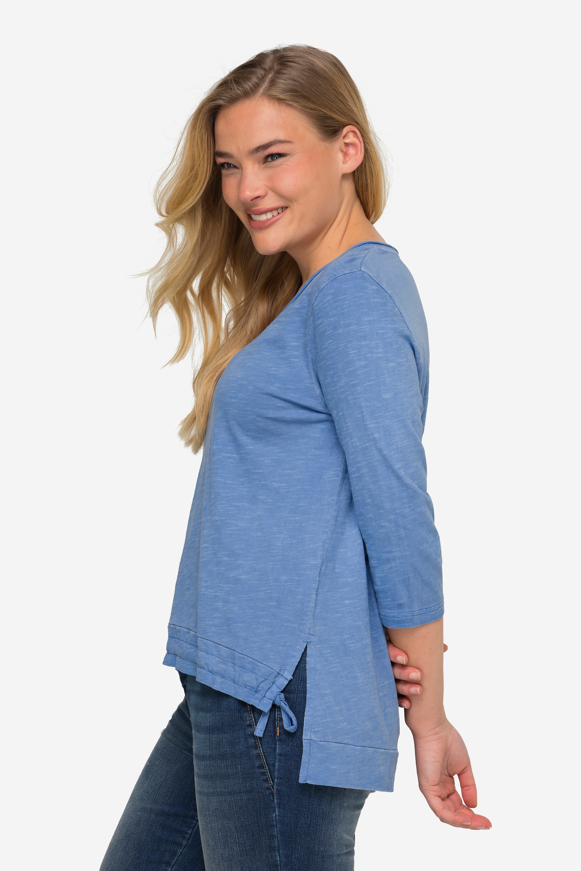 Laurasøn Damen T Shirt V Ausschnitt Halbarm Saum mit Raffung OEKO TEX MIG 826279