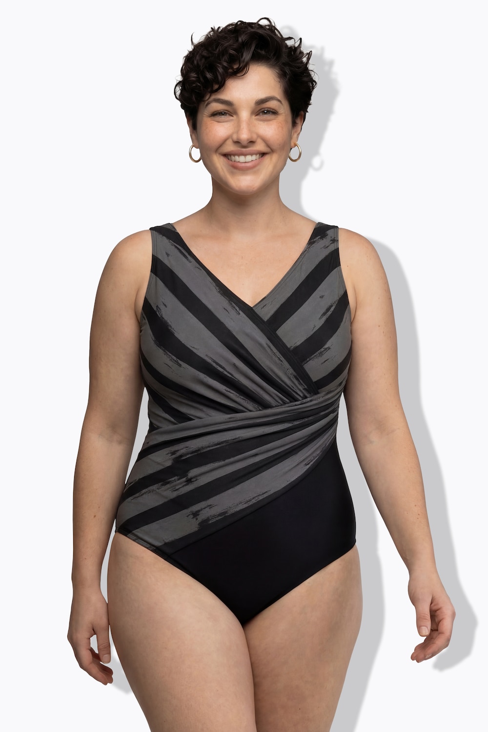 Badpak, strepen, zachte cups, draperie, gerecycled