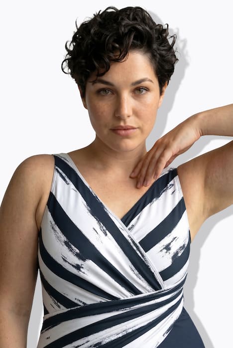 Badeanzug, Streifen, Softcups, Drapierung, recycelt