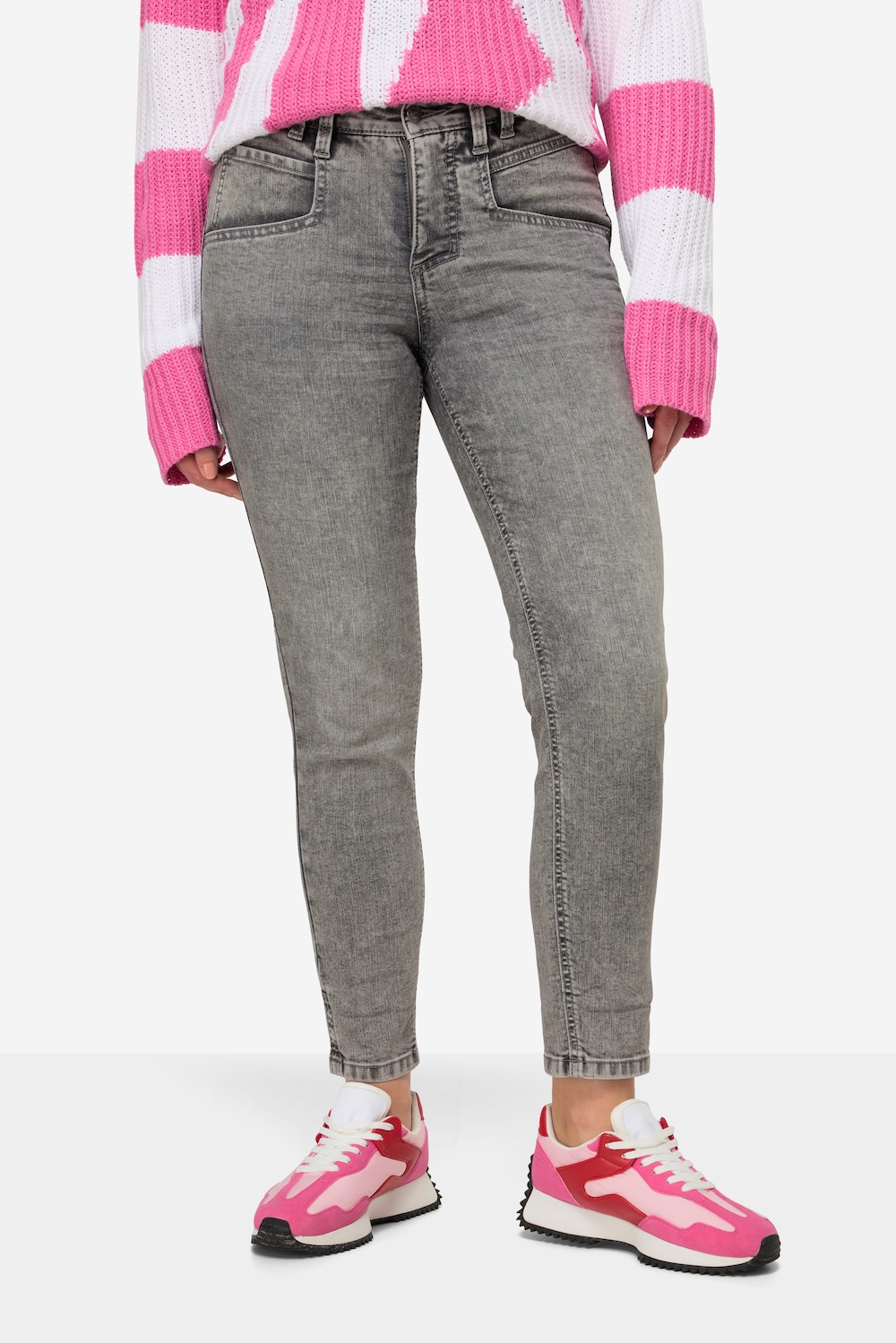 Große Größen 7/8-Slim-Jeans, Damen, beige, Größe: 40, Baumwolle, LAURASON