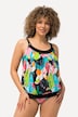 Tankini imprimé fruits. Bonnets souples et bretelles ajustables. Matière recyclée.