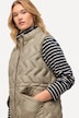 HYPRAR lange doorgestikte bodywarmer, zigzagmotief, opstaande kraag, 2-weg rits