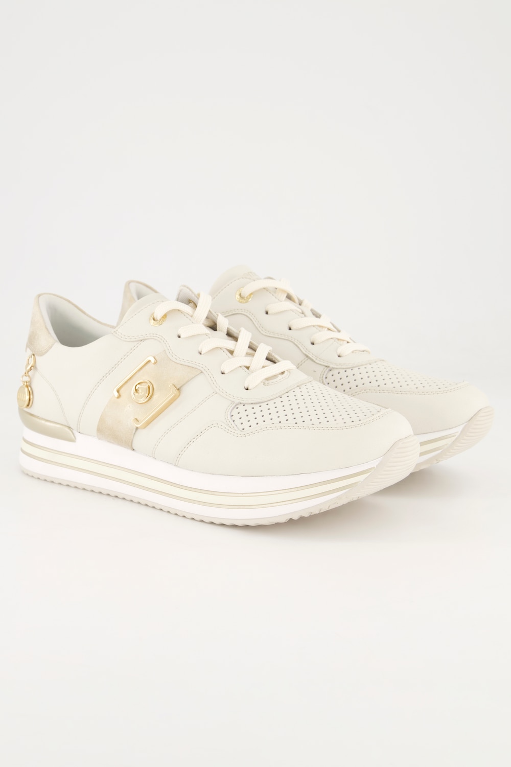 Grote Maten Leren sneakers Remonte x Elle, Dames, beige, Maat: 42, Synthetische vezels/Leer, Ulla Popken