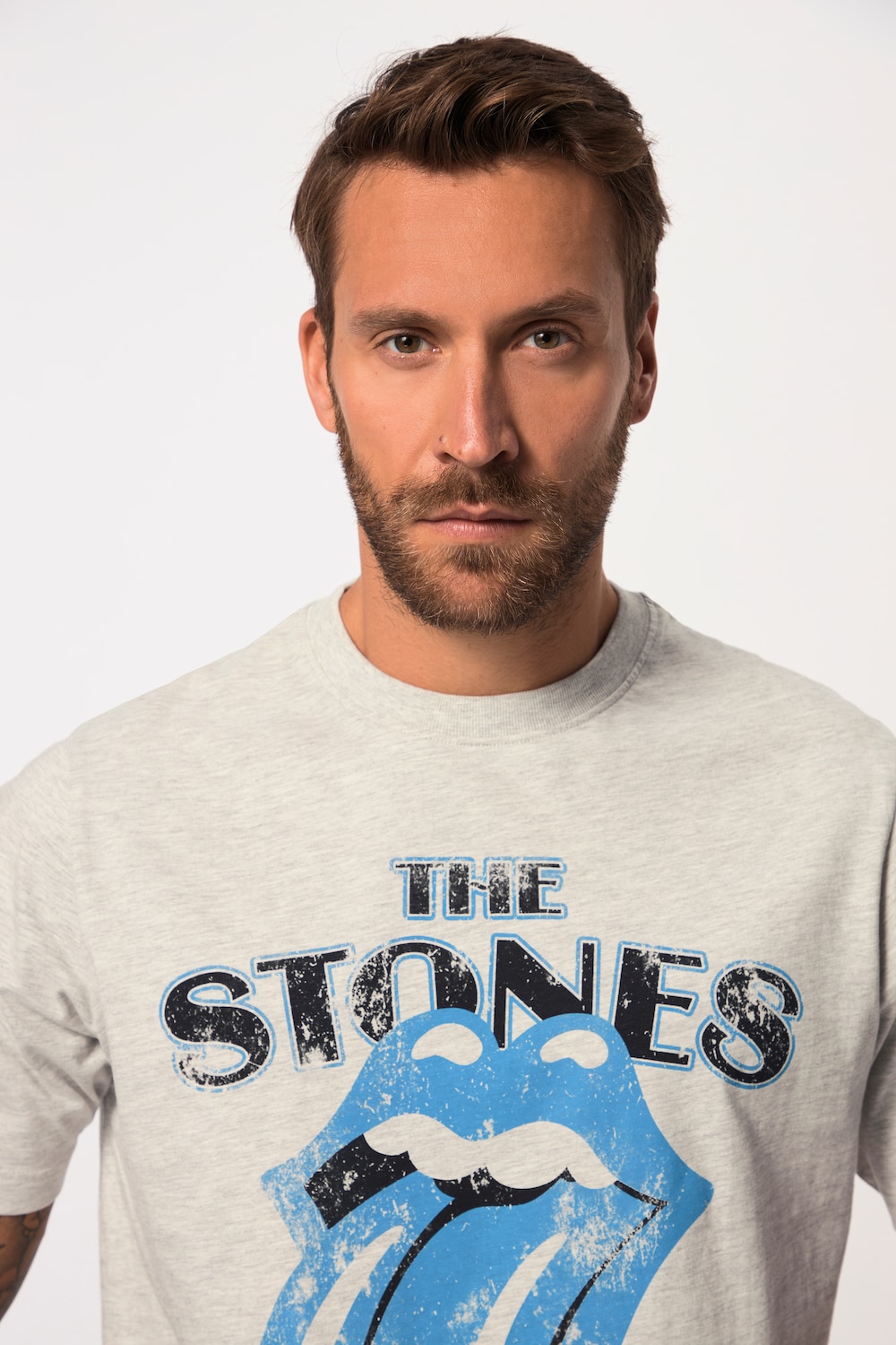 Stora storlekar T-shirt med Sex Pistols-bandmotiv och kort ärm, Her, grå, storlek: 5XL, Bomull, JP1880