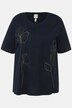 T-shirt, broderie, col rond, manches courtes, coton bio