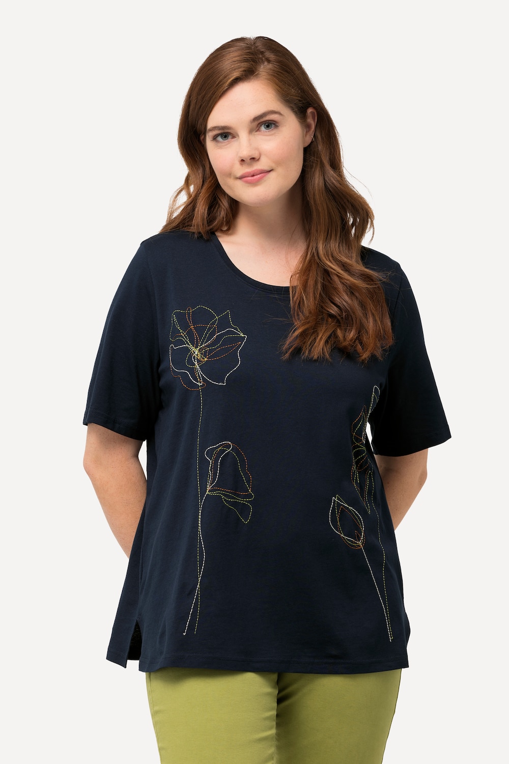 Große Größen T-Shirt, Damen, blau, Größe: 46/48, Baumwolle, Ulla Popken