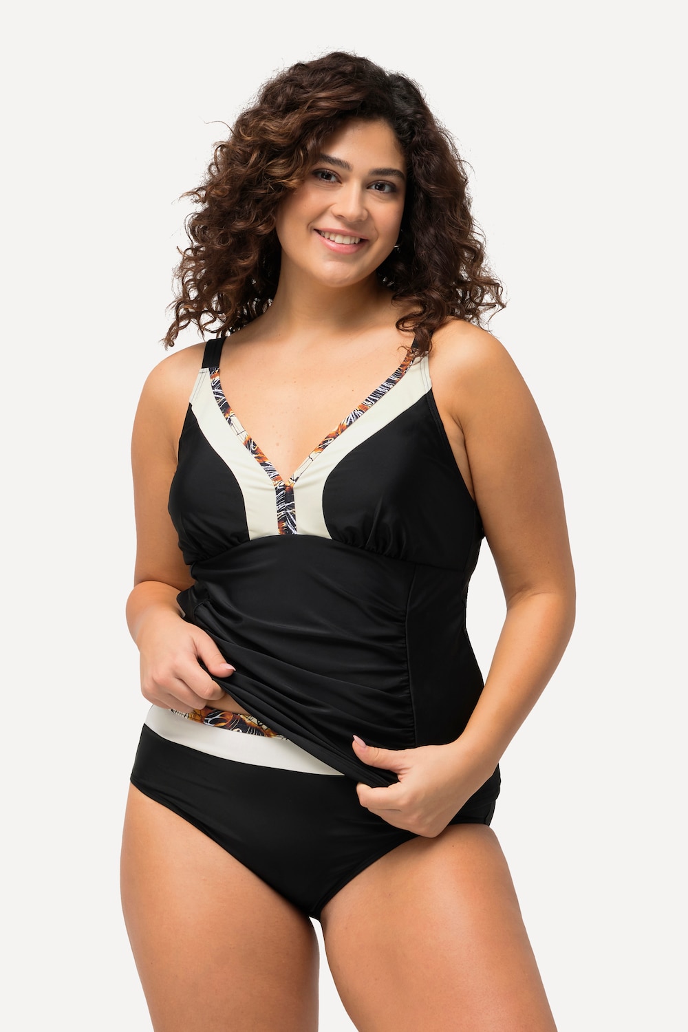 Grote Maten Tankini, Dames, zwart, Maat: 46, Synthetische vezels/Elastaan, Ulla Popken